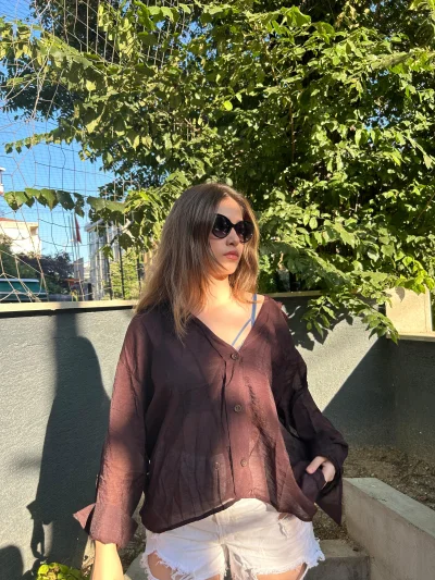 Cepli Oversize Kahverengi Gömlek 3